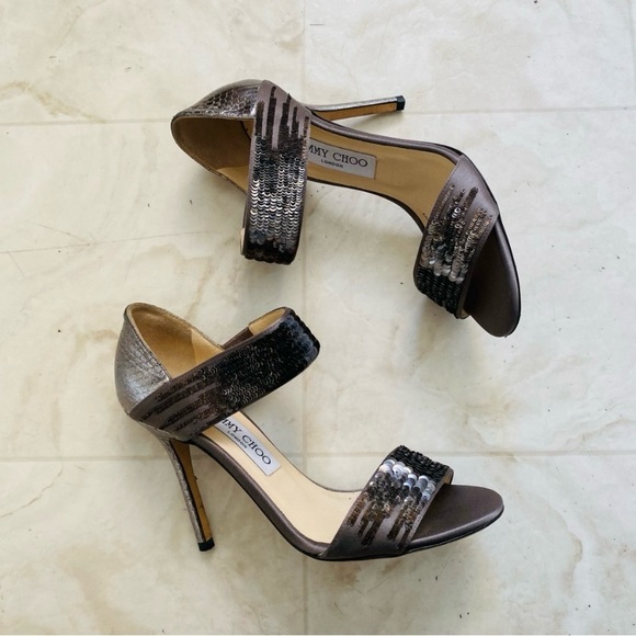 $695 Jimmy Choo Made in Italy Elaphe Degrade Sequins Open Toe Heels Sandals 7.5,All Products : American Fashion Style Bags On Sale